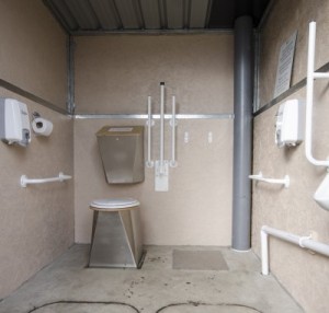 Accessible waterless toilet interior in Derbyshire