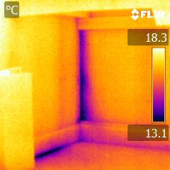 Thermal imaging used to identify air leaks in our insulated office