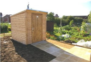 Timber compost toilet on allotment