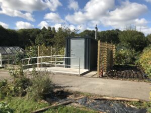A composting toilet on Ivygreen Allotments, Manchester